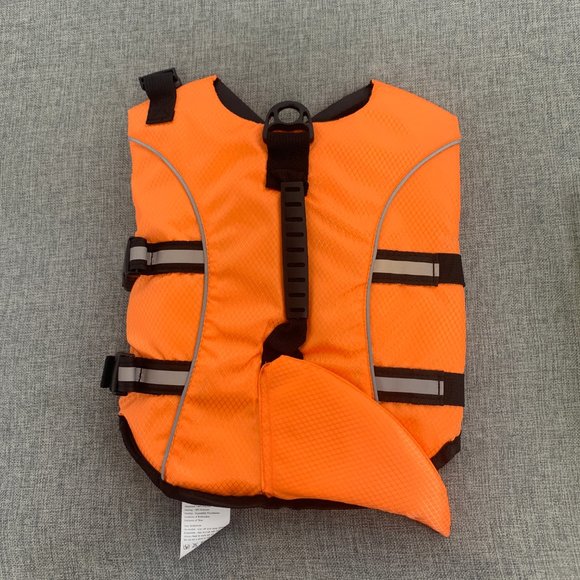Brand New! Dog Life Jacket Shark Life Vest Orange Lifesaver Small - Picture 3 of 13